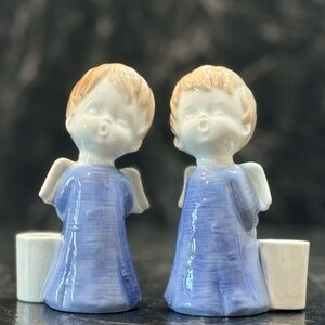 COLONIAL CANDLE Singing Angels Candle Stick Holders (Set of 2)